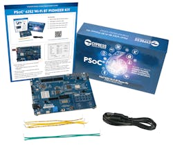 1. The CY8CKIT0 PSoC Pioneer Kit includes the CYW43012 Wi-Fi + Bluetooth Combo Chip as well as the PSoC 62 Line host microcontroller with a 150-MHz Cortex-M4 and a 100-MHz Cortex-M0. 1. The CY8CKIT0 PSoC Pioneer Kit includes the CYW43012 Wi-Fi + Bluetooth Combo Chip as well as the PSoC 62 Line host microcontroller with a 150-MHz Cortex-M4 and a 100-MHz Cortex-M0.