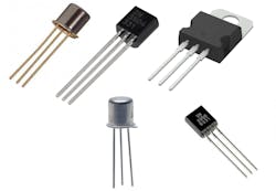6. Popular transistors including (from left to right, top to bottom) NPNs 2N2222, 2N3904, and TIPS120 and PNPs 2N3904, and 2N3906. 6. Popular transistors including (from left to right, top to bottom) NPNs 2N2222, 2N3904, and TIPS120 and PNPs 2N3904, and 2N3906.