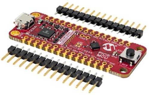 3. The PIC16F15244 Curiosity Nano evaluation board and the two 100-mil, 1- × 15-pin header strips in the Curiosity Nano Evaluation Kit help simplify design.