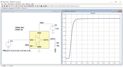24. ADxxxx setup and plot of DOUT1 rising waveform with a VDD-referenced 50-Ω load. 24. ADxxxx setup and plot of DOUT1 rising waveform with a VDD-referenced 50-Ω load.