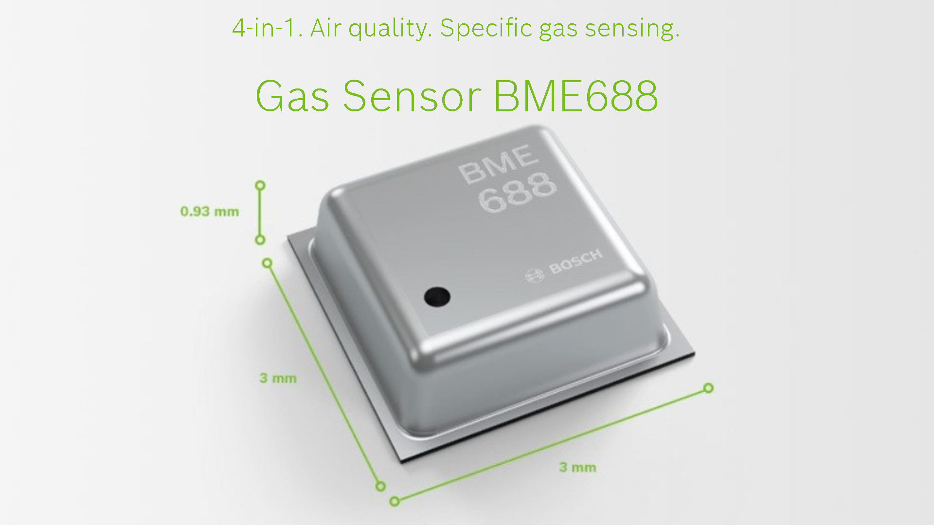 The BME688 four-in-one gas sensor also includes logic to analyze the sensor's data using machine-learning algorithms.
