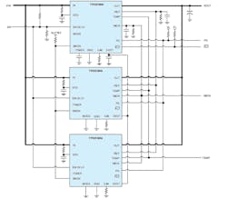 3. Due to active current sharing and direct access to MOSFET die parameters, both the TPS25985 (shown here) and networked TPS25990 can easily be connected in parallel. 3. Due to active current sharing and direct access to MOSFET die parameters, both the TPS25985 (shown here) and networked TPS25990 can easily be connected in parallel.