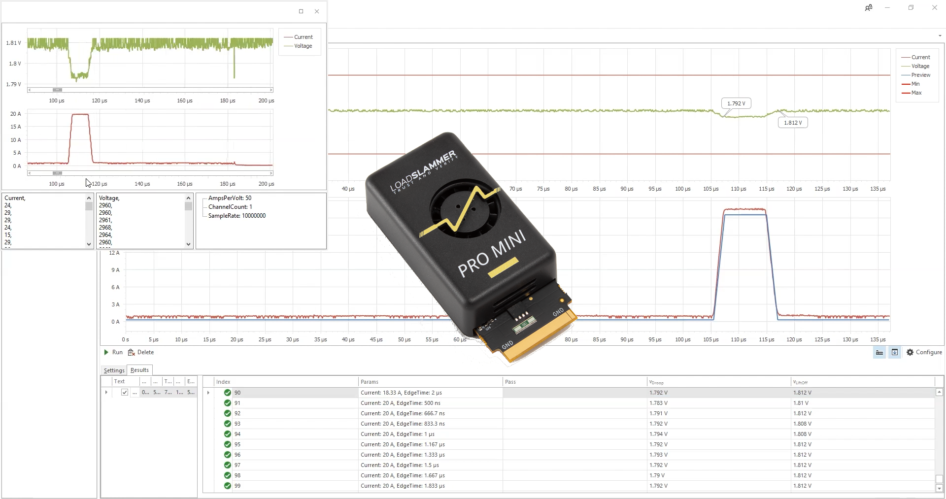 The LoadSlammer provides a way to induce and track the response of power spikes that could occur in a system. As a result, it's able to quickly profile the power response characteristics.