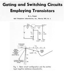2. This is the first figure in the “Gating and Switching Circuits Employing Transistors” article from Vol. 1 Issue 10 of Electronic Design. 2. This is the first figure in the “Gating and Switching Circuits Employing Transistors” article from Vol. 1 Issue 10 of Electronic Design.