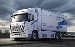 2. The heart of the XCIENT truck is its fuel cell—a twin array of 90-kW stacks—that delivers 180 kW of power and a driving range of 400 km. 2. The heart of the XCIENT truck is its fuel cell—a twin array of 90-kW stacks—that delivers 180 kW of power and a driving range of 400 km.