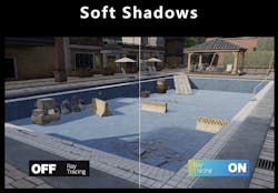 7. One feature of ray tracing is the ability to provide soft shadows. 7. One feature of ray tracing is the ability to provide soft shadows.