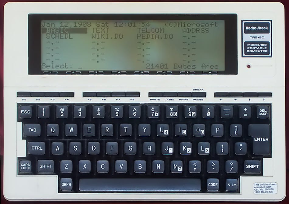 1. The Radio Shack T100 was one of the first laptop computers with a full keyboard and multiline LCD display.