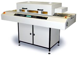 4. A reflow oven performs the final step of liquefying solder to create an electrical conductive bond between the component and the board. 4. A reflow oven performs the final step of liquefying solder to create an electrical conductive bond between the component and the board.