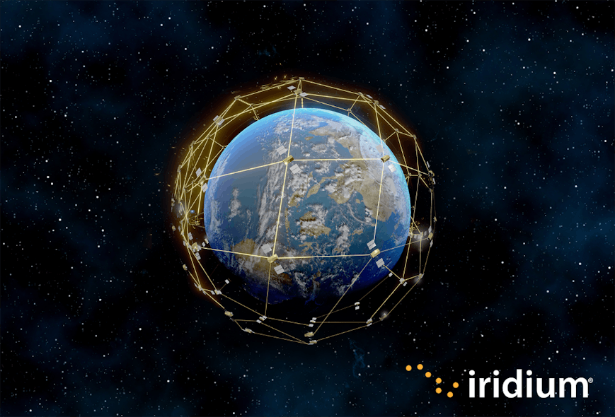 An artist&rsquo;s representation of the Iridium satellite network covering the globe.