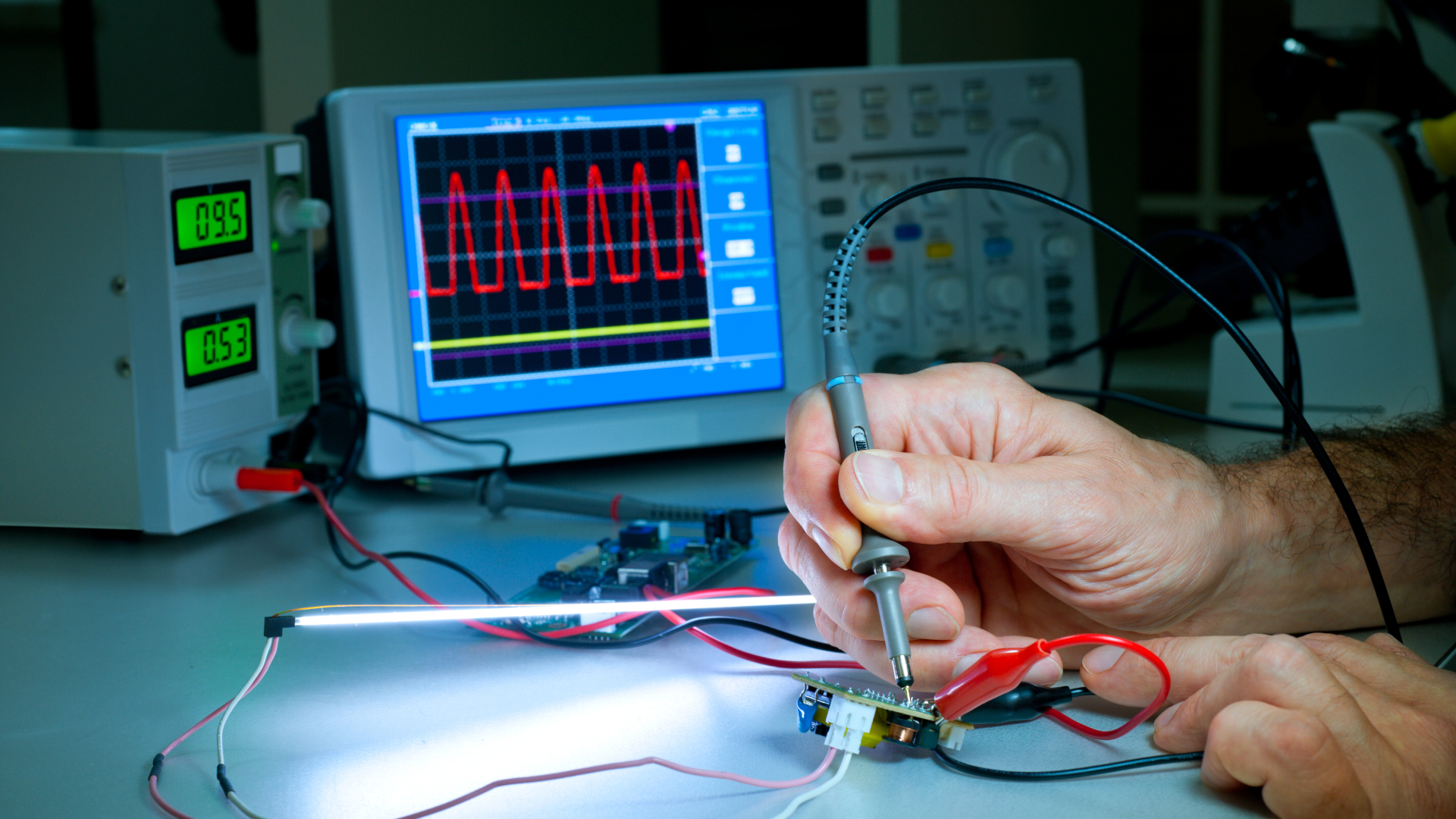 Test equipment like oscilloscopes and logic analyzers are invaluable when developing and diagnosing systems.