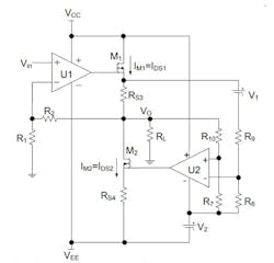 3. The dynamically biased current source for the linear push-pull amplifier controls the quiescent current. There’s also a high-quality audio output. (Image from Reference 7) 3. The dynamically biased current source for the linear push-pull amplifier controls the quiescent current. There’s also a high-quality audio output. (Image from Reference 7)