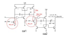 4. The single-ended-to-differential conversion (SEDC) buffer architecture includes the reset quiescent current (RQI). (Courtesy of Reference 1) 4. The single-ended-to-differential conversion (SEDC) buffer architecture includes the reset quiescent current (RQI). (Courtesy of Reference 1)