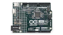 4. The Arduino UNO R4 Minima provides just the Renesas Cortex-M4-based RA4M1 microcontroller and has connections for a CAN interface in addition to the traditional Arduino header.