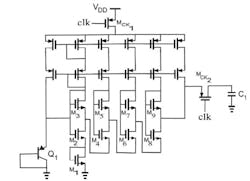 2. Shown is the most commonly used bandgap reference solution, which has proven quite successful. (Image courtesy of Reference 8) 2. Shown is the most commonly used bandgap reference solution, which has proven quite successful. (Image courtesy of Reference 8)