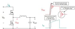 1. This schematic and diagram reveal EMI sources in an SMPS. (Image courtesy of Reference 2) 1. This schematic and diagram reveal EMI sources in an SMPS. (Image courtesy of Reference 2)