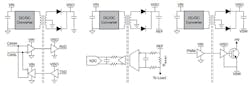 1. Shown are three isolated bias converter architectures: a current and voltage sensor, a digital isolator, and a gate driver. (Image courtesy of Reference 1) 1. Shown are three isolated bias converter architectures: a current and voltage sensor, a digital isolator, and a gate driver. (Image courtesy of Reference 1)