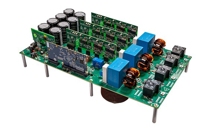 3. In a three-level, three-phase, SiC-based, DC-AC, T-type inverter stage, the higher switching frequency of 50 kHz has reduced the size of the magnetics for the filter design, thus enabling a higher power density. (Image courtesy of Reference 4)