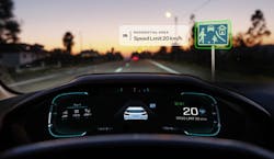 Mobileye's computer vision technology for intelligent speed assist is shown detecting both explicit and implicit road signs. Mobileye's computer vision technology for intelligent speed assist is shown detecting both explicit and implicit road signs.