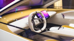 A single rectangular infotainment screen sits in the middle of the dash and connects to the Panoramic head-up display. A single rectangular infotainment screen sits in the middle of the dash and connects to the Panoramic head-up display.