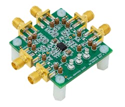 3. The associated EVAL-ADA4510-2 evaluation board features edge-mounted SMA connectors for quick connection and prototyping setup. 3. The associated EVAL-ADA4510-2 evaluation board features edge-mounted SMA connectors for quick connection and prototyping setup.