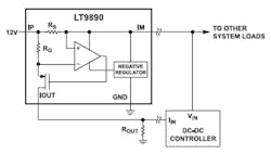 4. A typical current-sense application shows the functional simplicity of the LT9890 itself as well as in the circuit topology of the target application.
