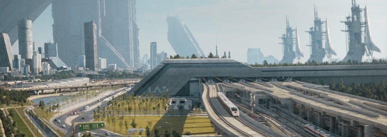 A densely populated location transportation hub in the film.