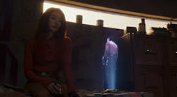 Sabine in her workshop apartment watching a holovid of her lost friend, Ezra Bridger. Sabine in her workshop apartment watching a holovid of her lost friend, Ezra Bridger.