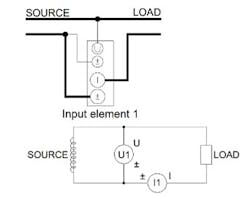 Shown is an example of a wiring diagram for a single-phase load (1P2W) connected to a power analyzer. (Image courtesy of Reference 5) Shown is an example of a wiring diagram for a single-phase load (1P2W) connected to a power analyzer. (Image courtesy of Reference 5)