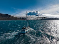 The entire research group headed to that landmass, aka Mt. Michael. The entire research group headed to that landmass, aka Mt. Michael.
