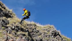 Albert Lin climbing a sea stack in Scotland, as the team searches for the lost city of the Picts. Albert Lin climbing a sea stack in Scotland, as the team searches for the lost city of the Picts.