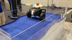 1. TDK engineers tied multiple sensors from IMUs to ToF range sensors to build a robot that can keep a container of liquid level while the robot moves over uneven ground.