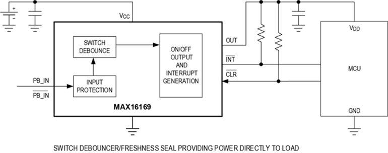 Analog Devices&rsquo; MAX16169 nanoPower Pushbutton On/Off Controller and Battery Freshness Seal addresses issues associated with basic pushbutton debounce as well as minimizes battery drain before use.