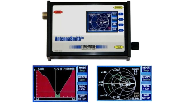1. Timewave&apos;s TZ-900 Antenna Analyzer provides realtime impedance information.