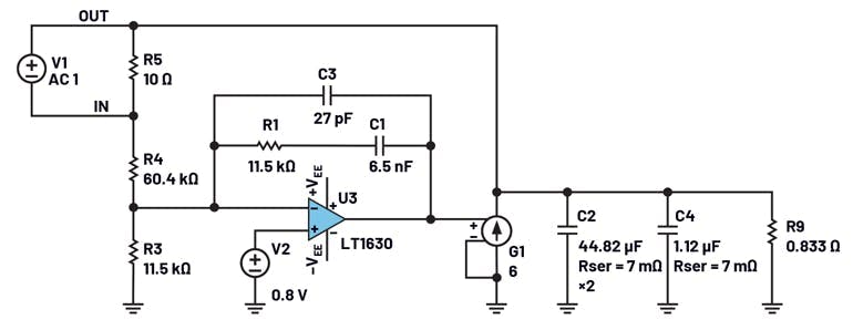 16. A linear model using an amplifier as the EA after pole/zero alignment.