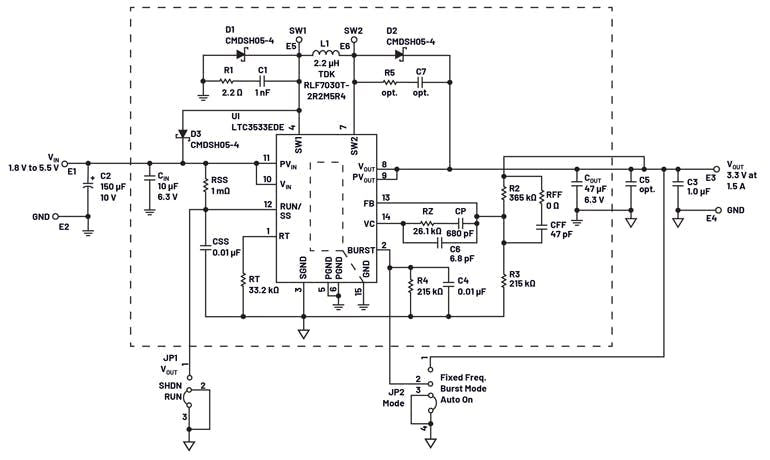 23. An LTC3533 demo board schematic.