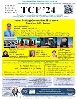 TCF 2024's jam-packed program offers a smorgasbord of lectures, tutorials, demos, and hands-on events. TCF 2024's jam-packed program offers a smorgasbord of lectures, tutorials, demos, and hands-on events.