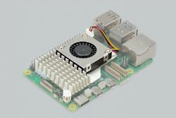 2. Running the Raspberry Pi 5 at top speed requires additional cooling, such as this fan and heatsink.