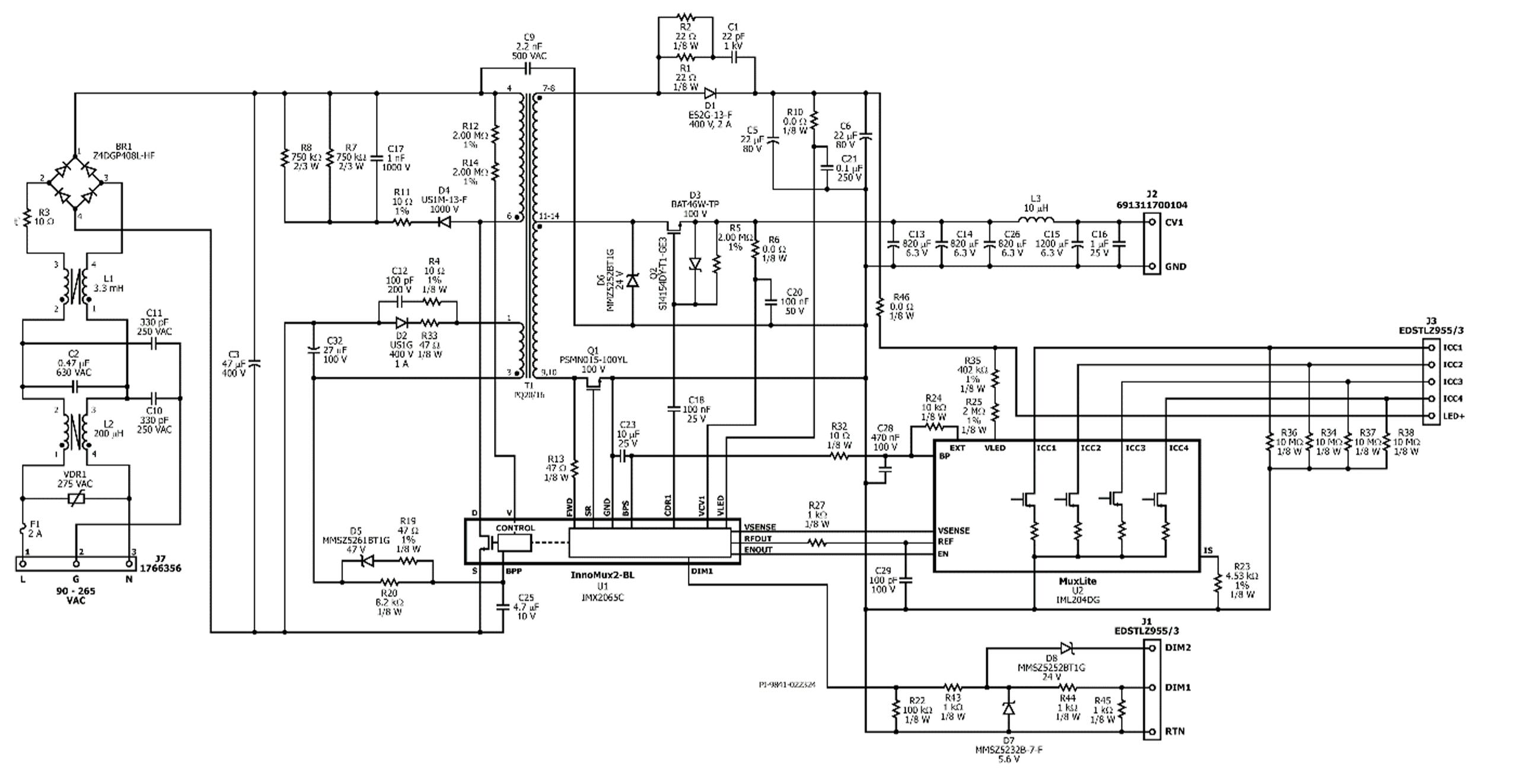 2. Intended primarily for monitors and other display applications, the DER-715 offers one constant-voltage output and four constant-current outputs, and is capable of supplying up to 23 W.