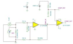 2. A comparator circuit can detect an overcurrent condition.