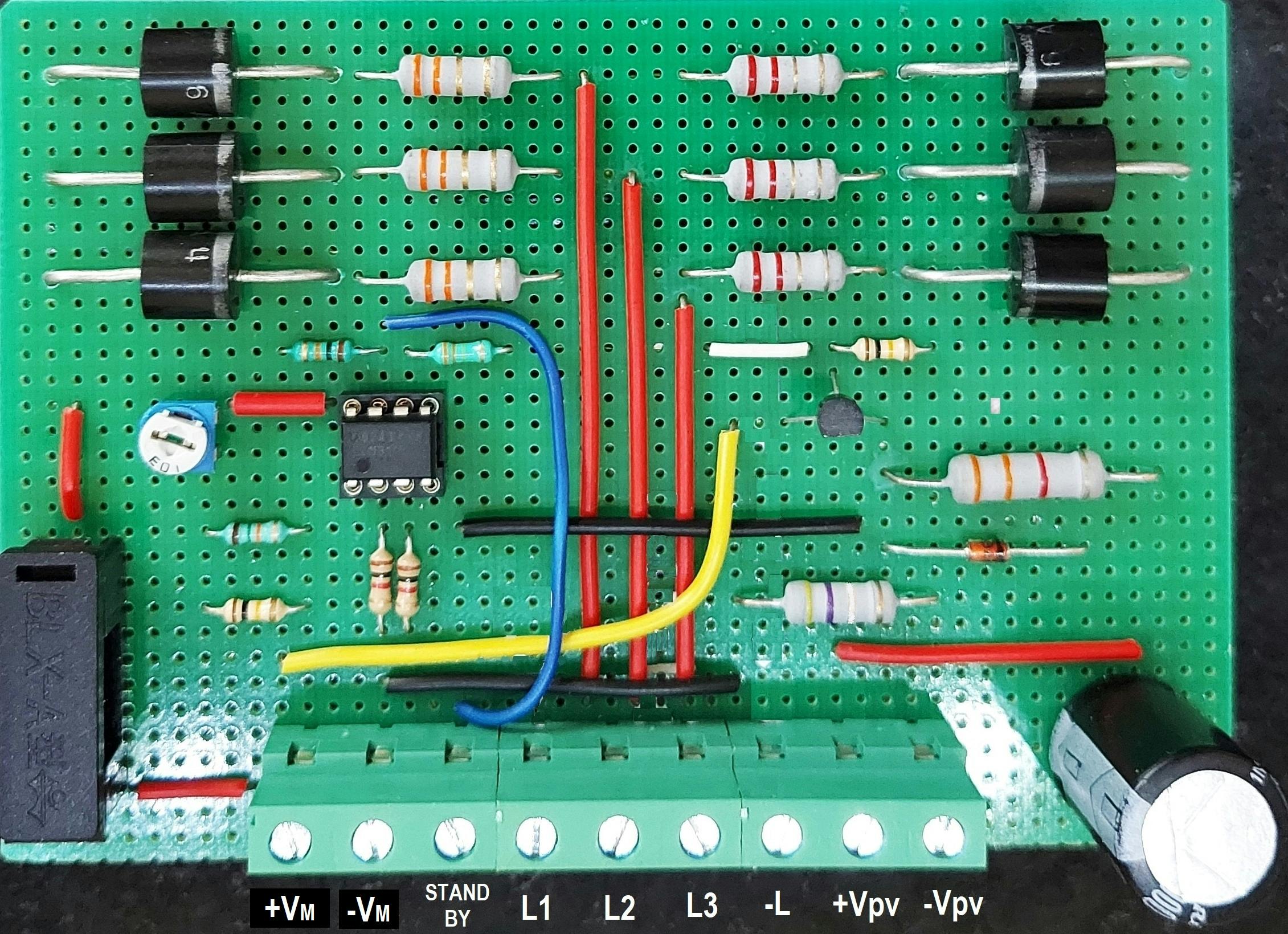 9. This is the assembled PCB for a lighting system based on the PV-Pushback-Effect.