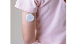 This sensor provides remote measurement of blood glucose levels using NFC technology and a mobile phone or NFC reader.