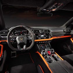 The cabin has been updated to highlight Lamborghini’s signature “feel like a pilot” design DNA. The driver can take advantage of the 12.3-in. digital instrument cluster and the 12.3-in. touchscreen display integrated into the center of the dashboard, which is the heart of the Lamborghini Infotainment System. The cabin has been updated to highlight Lamborghini’s signature “feel like a pilot” design DNA. The driver can take advantage of the 12.3-in. digital instrument cluster and the 12.3-in. touchscreen display integrated into the center of the dashboard, which is the heart of the Lamborghini Infotainment System.