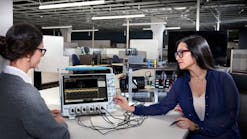 Some bench oscilloscopes like the new 4 Series B MSO can be equipped with three differential voltage probes, three current probes, and analysis software for measuring the output of industrial motor drives.