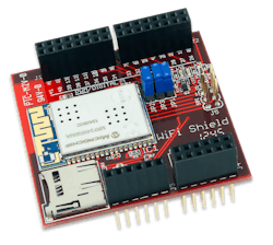 Figure 1. Digilent's WiFi Shield uses Microchip's MRF24WB0MA WiFi module. It also has a microSD socket. Figure 1. Digilent's WiFi Shield uses Microchip's MRF24WB0MA WiFi module. It also has a microSD socket.