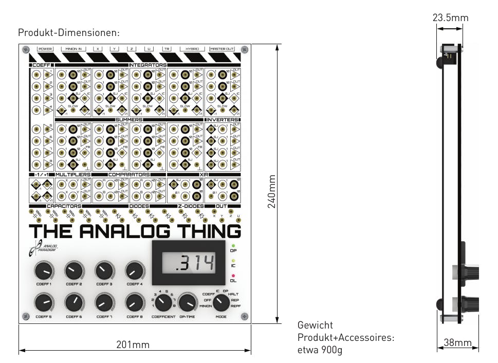1. Dimensioned render of THAT Analog Computer.