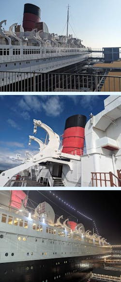 1. Built in the 1930s, the Queen Mary was one of the fastest and most elegant ocean liners of her time. Now at anchor in Long Beach, Calif., enjoying a peaceful retirement as a floating hotel and museum, she continues to thrill the throngs of sightseers, history buffs, and steam geeks who visit her. 1. Built in the 1930s, the Queen Mary was one of the fastest and most elegant ocean liners of her time. Now at anchor in Long Beach, Calif., enjoying a peaceful retirement as a floating hotel and museum, she continues to thrill the throngs of sightseers, history buffs, and steam geeks who visit her.