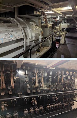 6. The Queen Mary&apos;s massive steering gear employed a pair of 250-hp electric motors, each driving a separate hydraulic pump, to accurately position her 110-ton rudder, even in the roughest seas.
