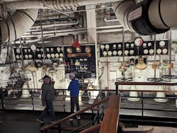 7. The Queen Mary's main control board monitored and controlled most of the ship's major subsystems. 7. The Queen Mary's main control board monitored and controlled most of the ship's major subsystems.