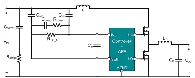 2. This is an active EMI filter with sense, components for compensation, and inject capacitors (Cinj).