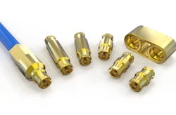 1. Corning Gilbert Polylink connectors may look metallic, but they’re gold-plated plastic. 1. Corning Gilbert Polylink connectors may look metallic, but they’re gold-plated plastic.